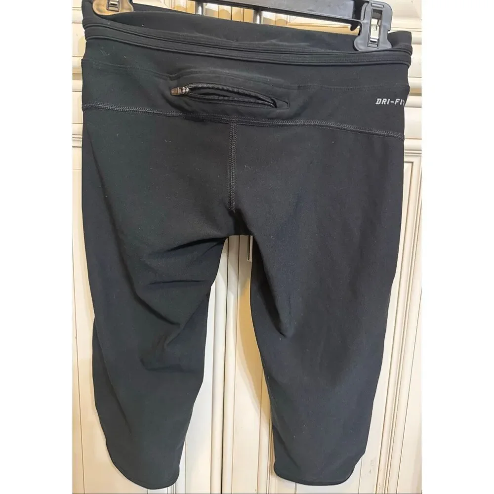 Nike Women's Dri-fit Running Cropped Capri Activewear Leggings Black Small